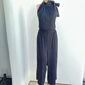 Michael Kors Black and Silver Evening Jumpsuit Size XL Special Occasion